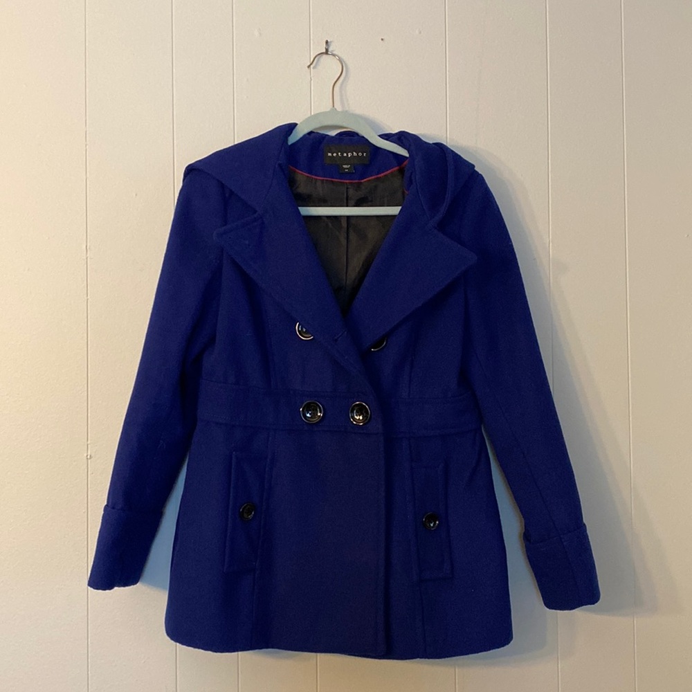 Royal Blue hooded peacoat
